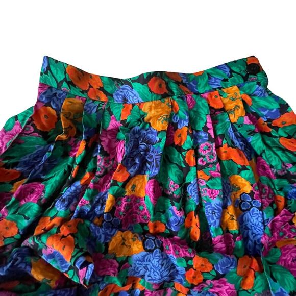 JH Collectibles Midi Skirt Floral Bright Colorful Pockets Dopamine VTG 80s 10 - Picture 3 of 9